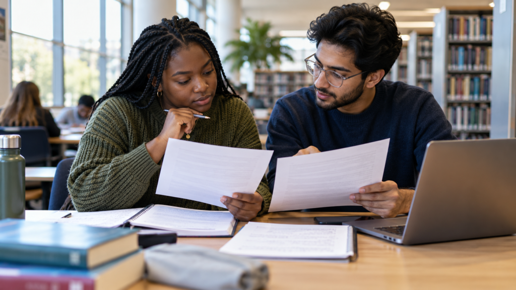 Two nursing students compare professional standards and clinical guidance while studying NMC vs NICE