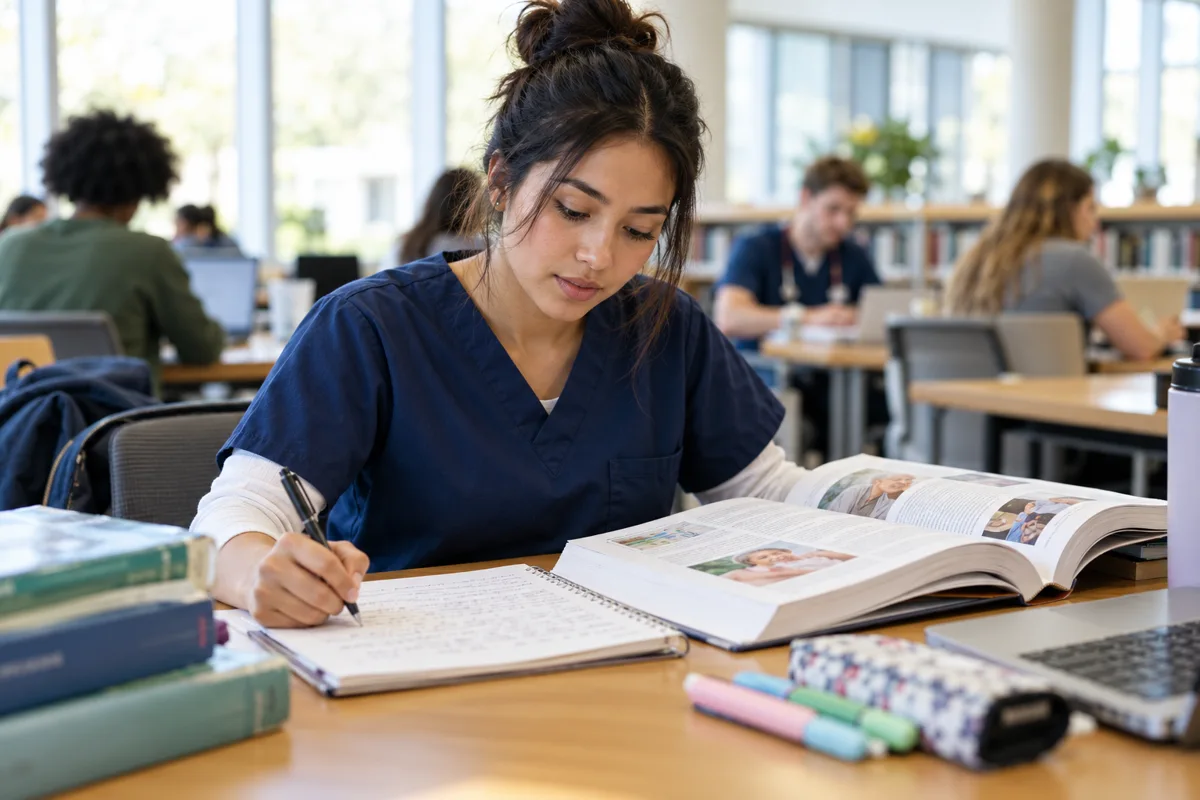 Nursing student researching pain assessment in non-verbal older adults